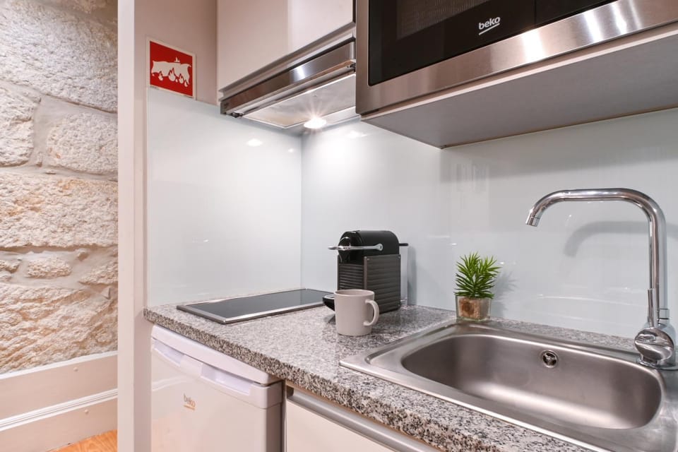 Kitchen or kitchenette, stove