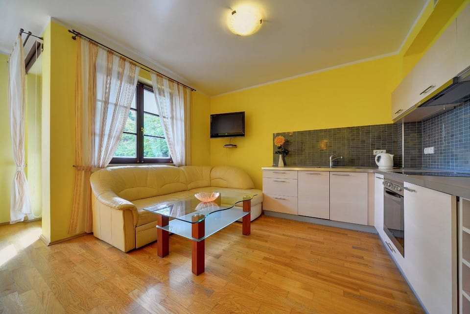 TV and multimedia, Kitchen or kitchenette, Living room, Seating area