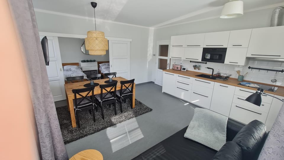 Kitchen or kitchenette, Dining area, dishwasher, minibar, stove