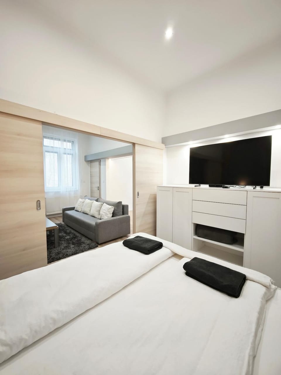 Bed, Living room, Bedroom