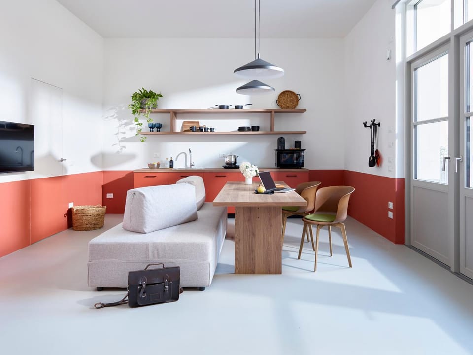 Kitchen or kitchenette, Living room, Seating area