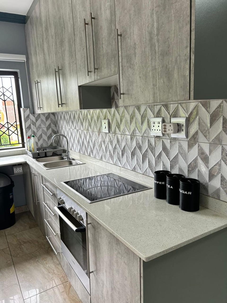 Kitchen or kitchenette, stove