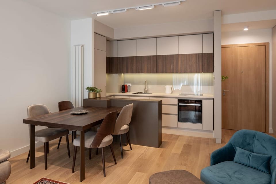 Kitchen or kitchenette, Living room, Seating area, Dining area, oven, stove
