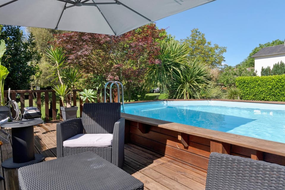 Property building, Living room, Swimming pool