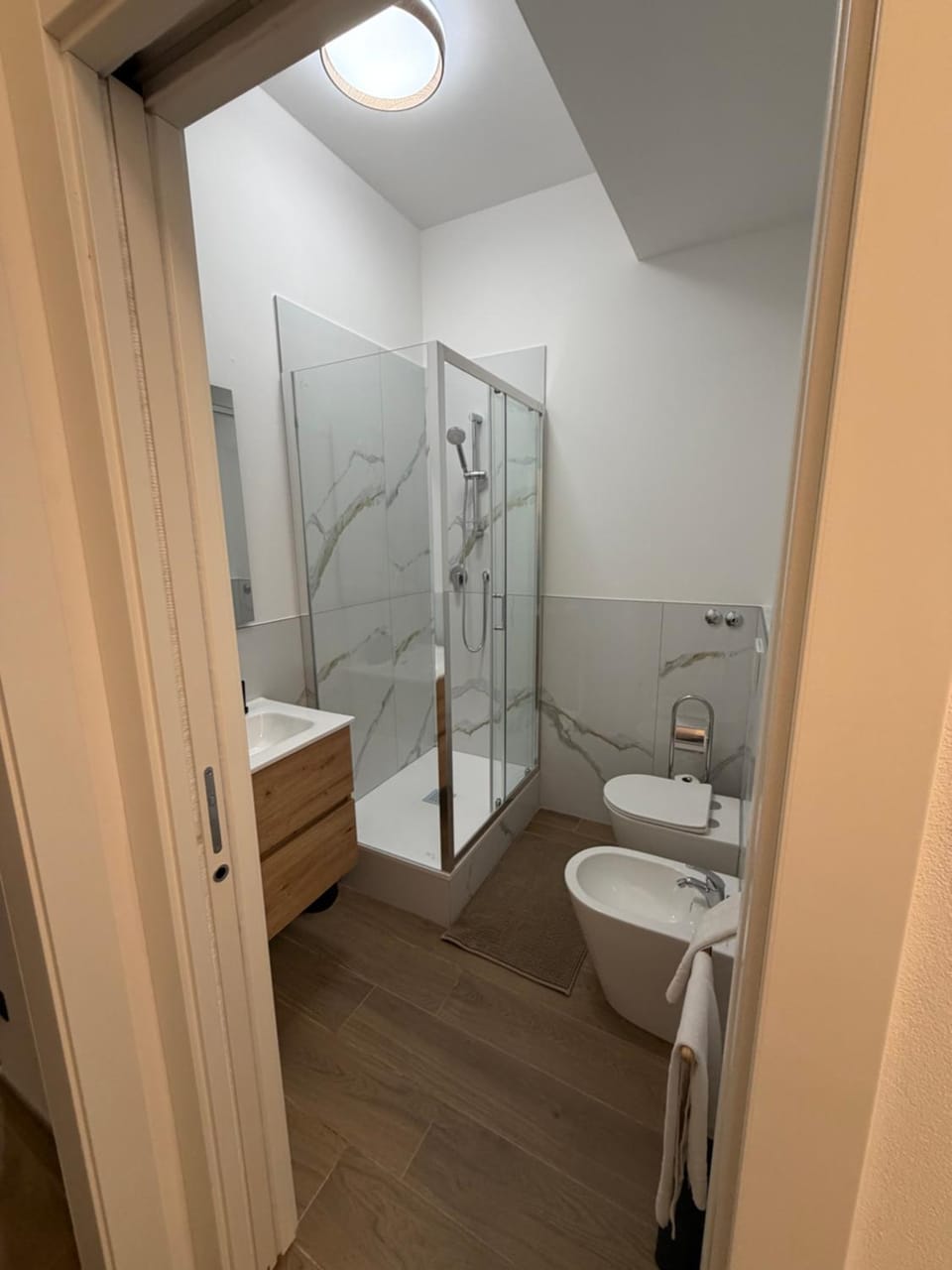 Shower, Bathroom, bidet, towels