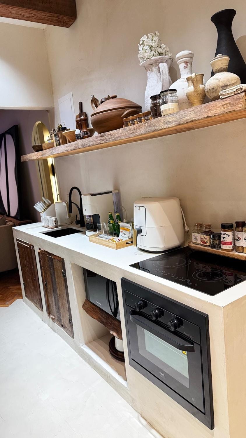 Kitchen or kitchenette, stove, toaster
