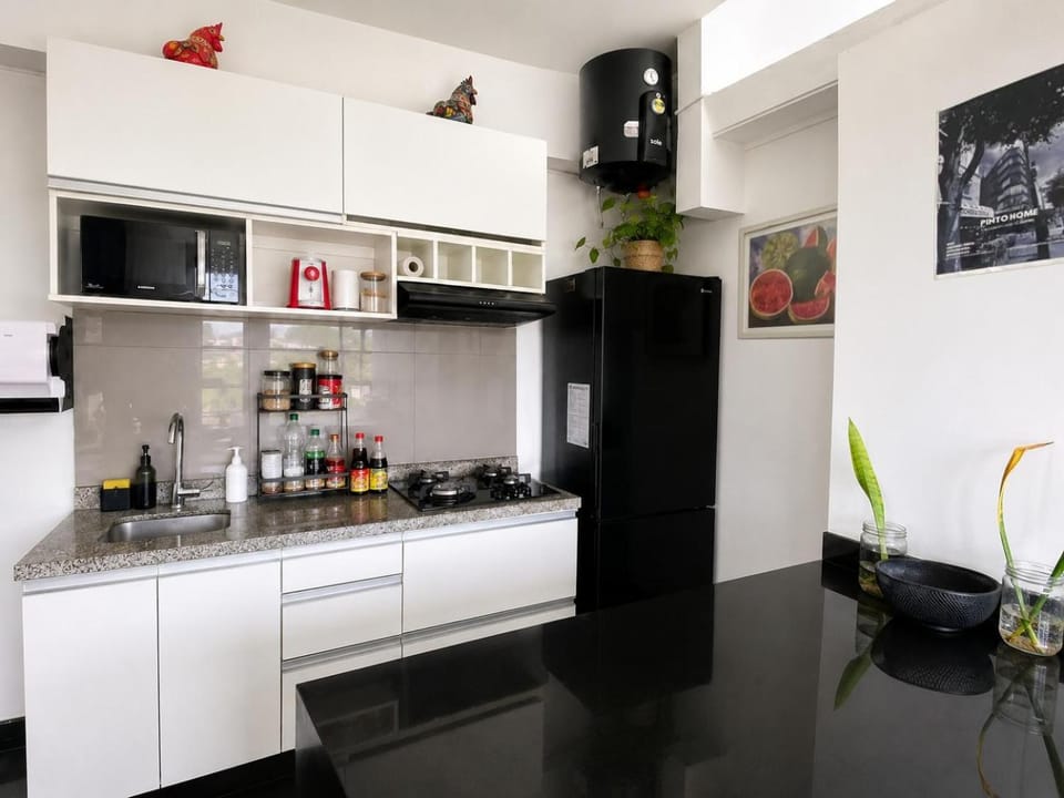 Kitchen or kitchenette, stove