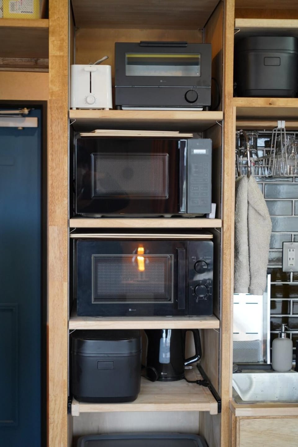 Kitchen or kitchenette, toaster