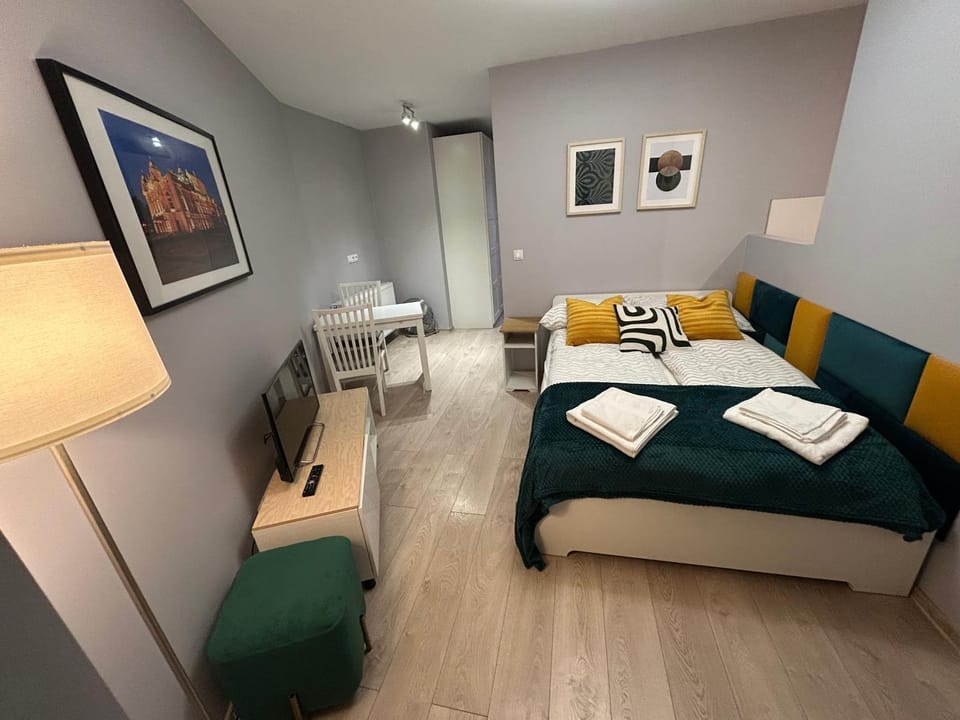 Bed, TV and multimedia, Living room, Photo of the whole room, Seating area, Bedroom