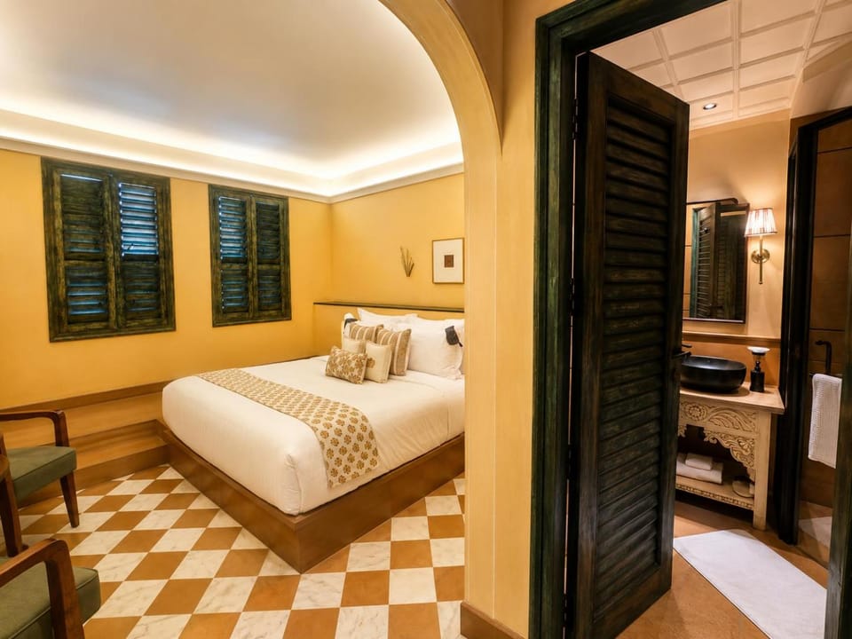 Bed, Bathroom, Seating area, Bedroom