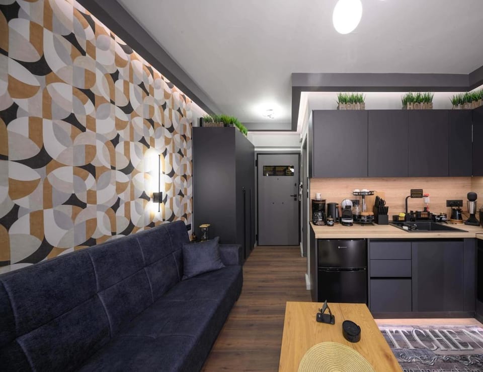 Kitchen or kitchenette, Living room, Seating area