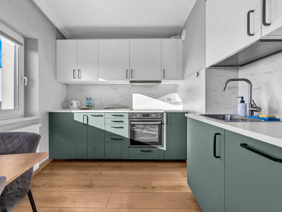 Kitchen or kitchenette, dishwasher, stove