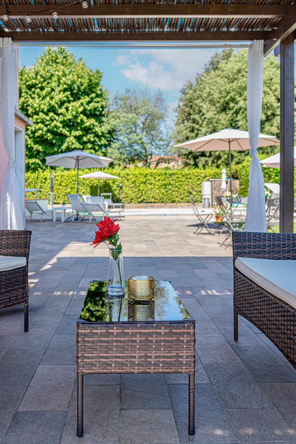 Day, Natural landscape, Garden, Garden view, Pool view, sunbed