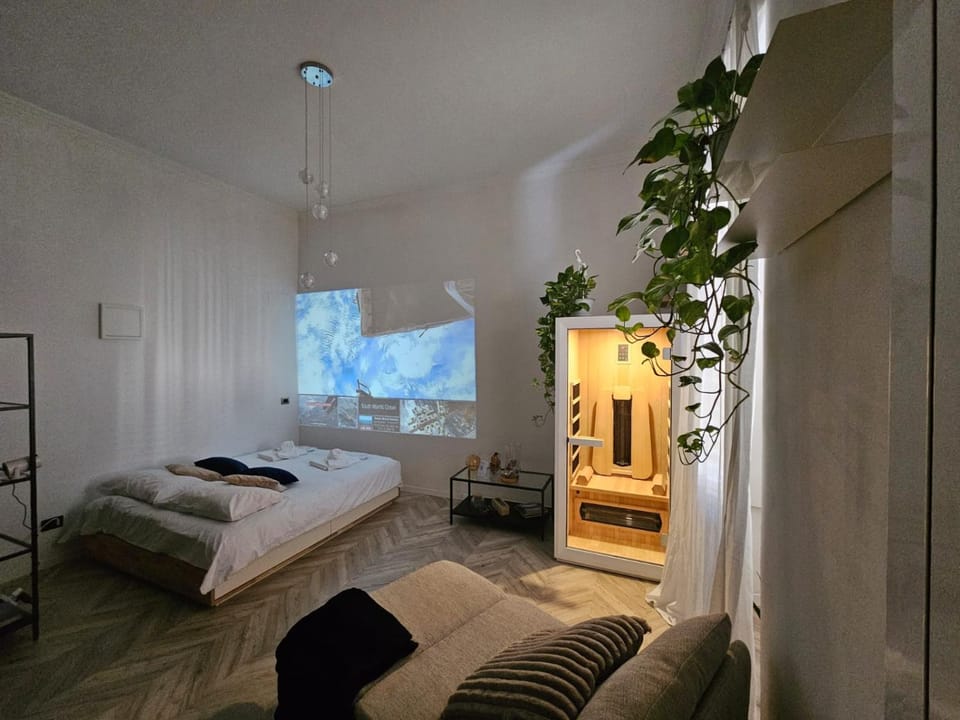 Bed, Sauna, TV and multimedia, Photo of the whole room, Bedroom