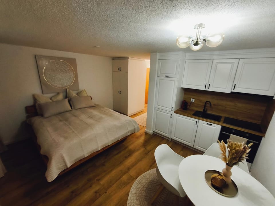 Bed, Kitchen or kitchenette, Photo of the whole room, Bedroom, stove