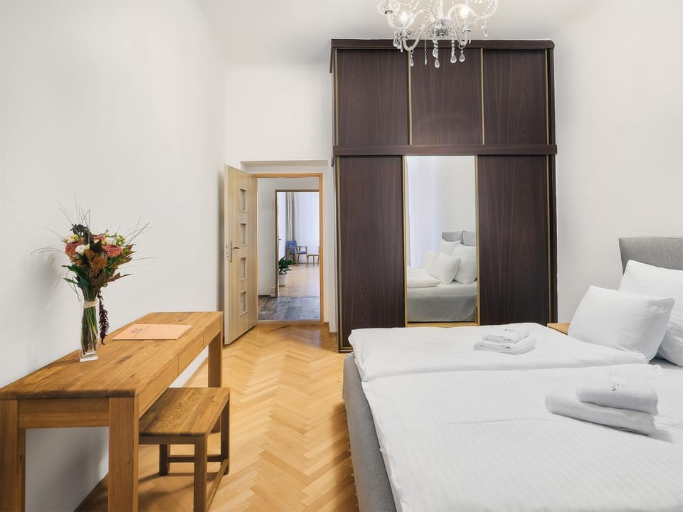 Bed, Photo of the whole room, Bedroom, towels, wardrobe