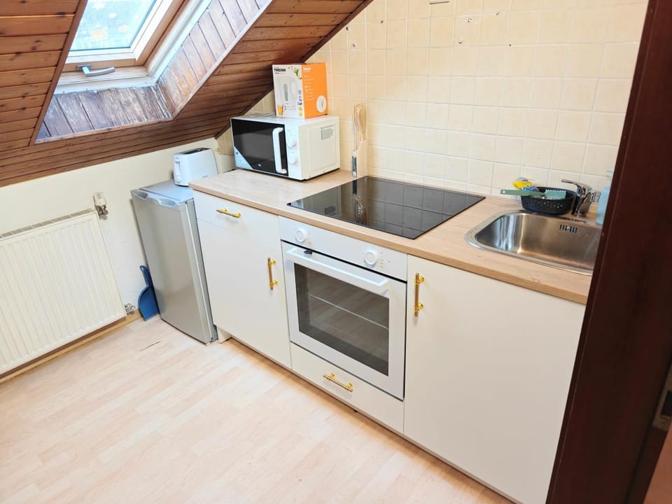 Kitchen or kitchenette, oven, stove