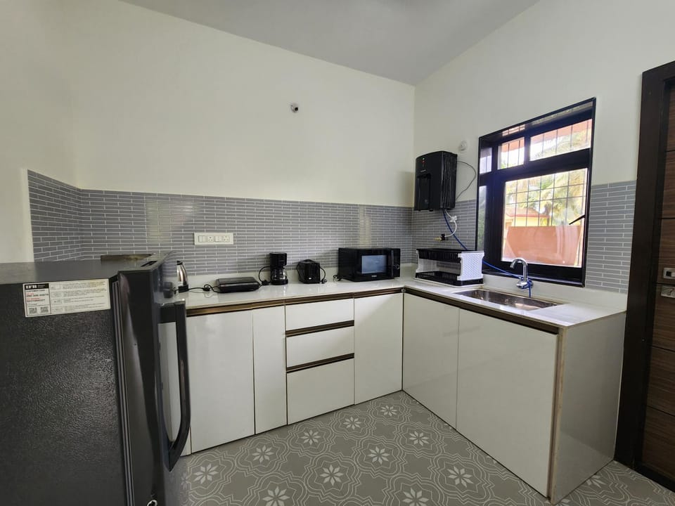 Kitchen or kitchenette, microwave