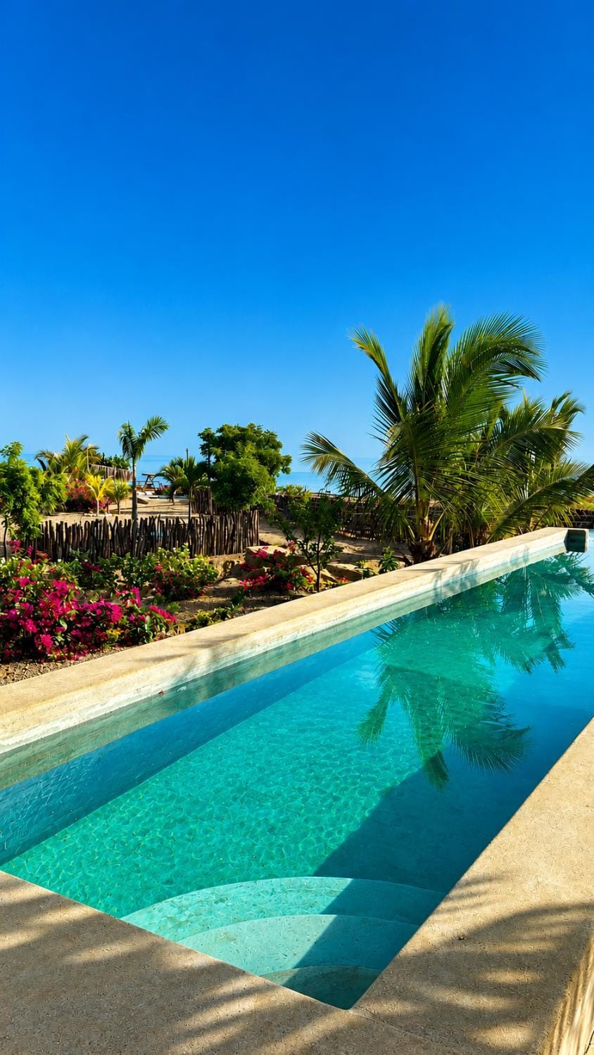 Natural landscape, Garden, Garden view, Pool view, Swimming pool