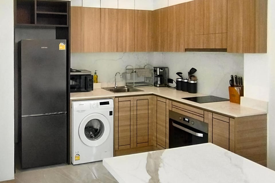 microwave, oven, stove, washing machine, kitchen