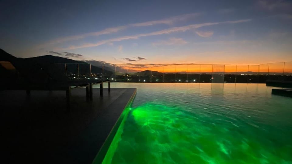 Natural landscape, Mountain view, Pool view, Swimming pool, Sunset
