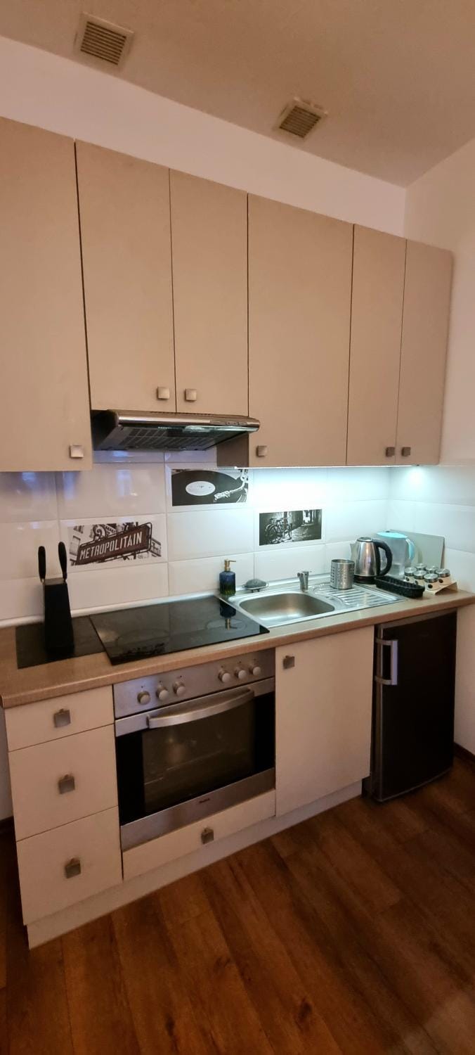 Kitchen or kitchenette, oven, stove