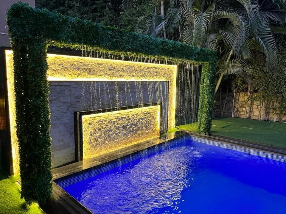Night, Pool view, Swimming pool