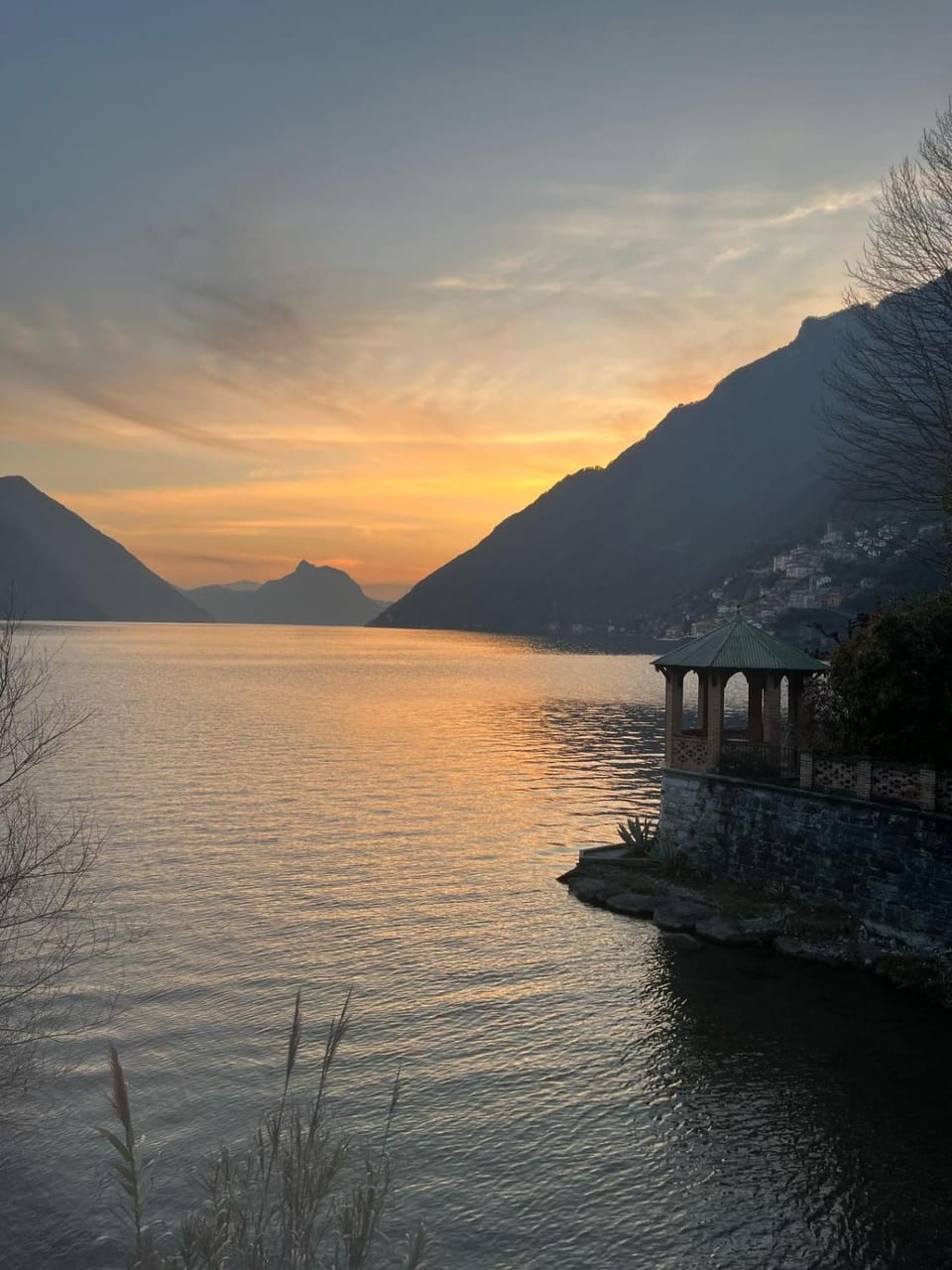 Nearby landmark, Natural landscape, Lake view, Mountain view, Sunset