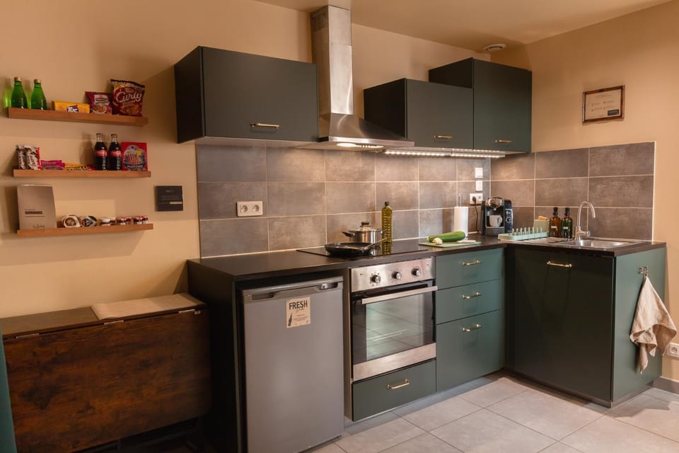 Coffee/tea facilities, Kitchen or kitchenette, minibar, oven, stove, toaster