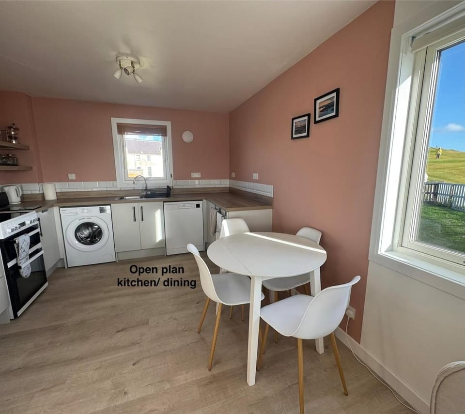 Dining area, dishwasher, oven, stove, washing machine
