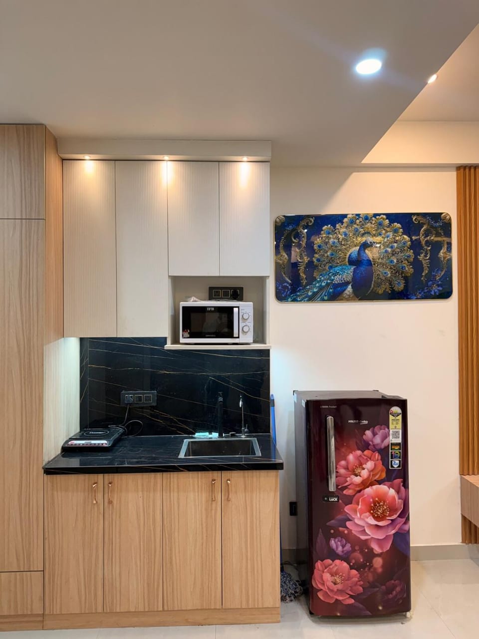 Kitchen or kitchenette, minibar, oven, stove