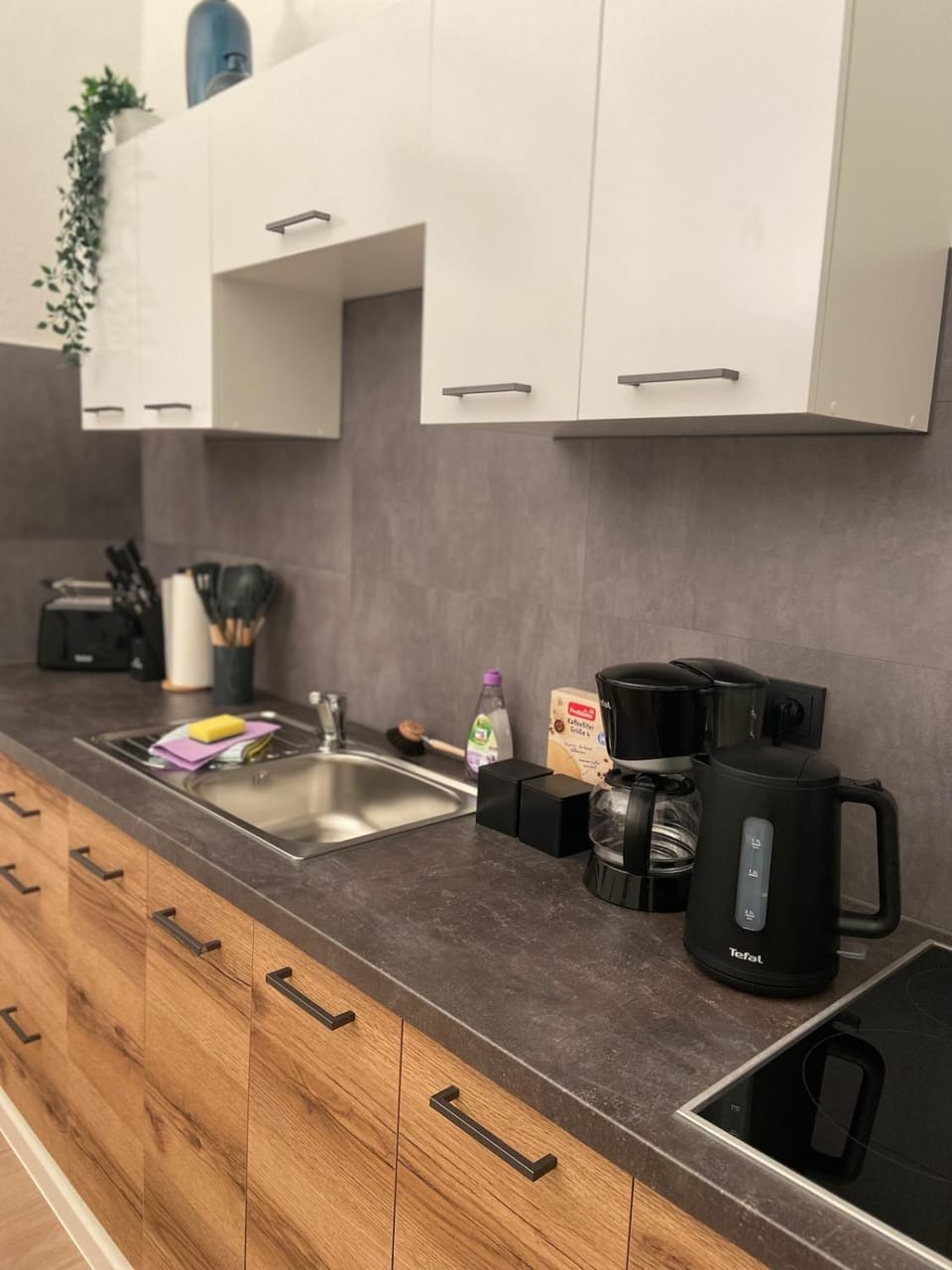 Coffee/tea facilities, Kitchen or kitchenette, stove, toaster