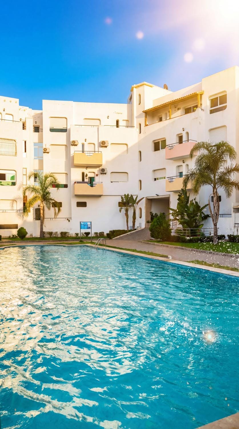 Property building, Pool view, Swimming pool