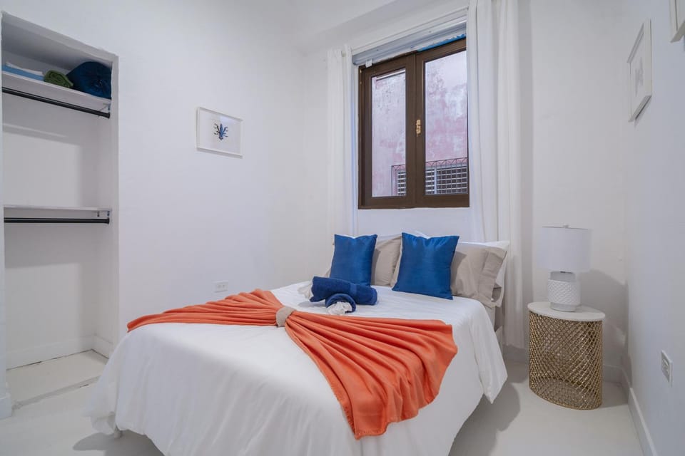Bed, Photo of the whole room, Bedroom, towels, air conditioner