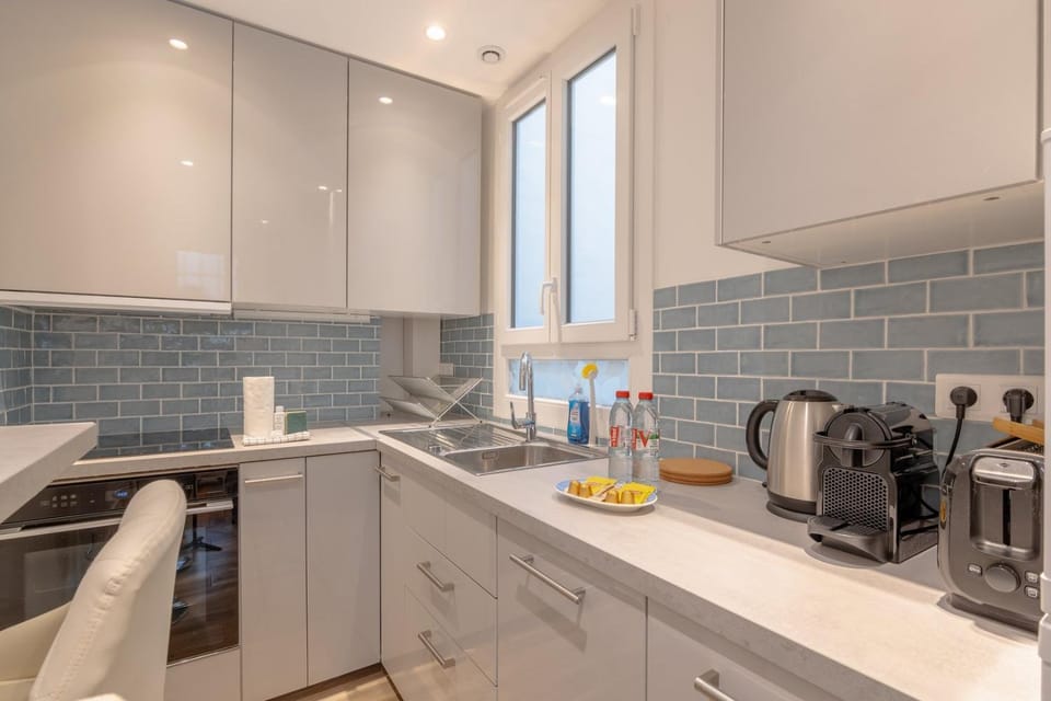 Kitchen or kitchenette, stove, toaster