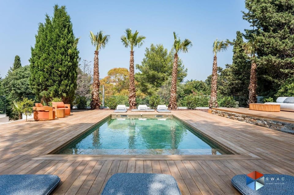 Spring, Day, Natural landscape, Garden, Garden view, Pool view, Swimming pool, sunbed