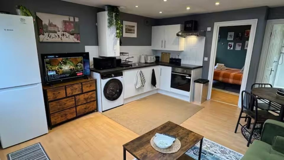 TV and multimedia, Kitchen or kitchenette, Dining area, oven, stove, washing machine