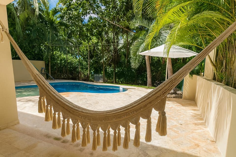 Patio, Day, Natural landscape, Garden, Garden view, Pool view, Swimming pool