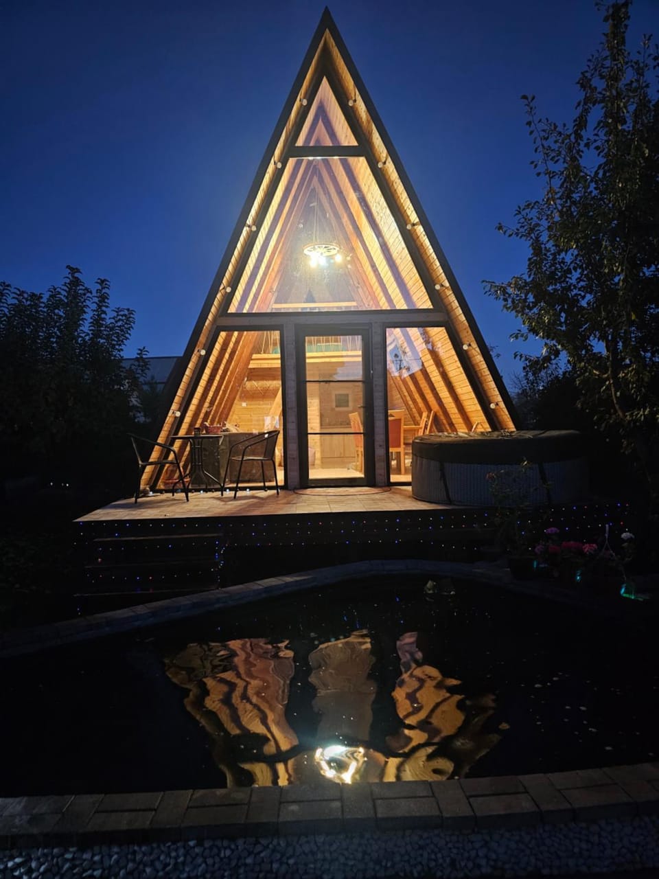 Property building, Night, Garden view