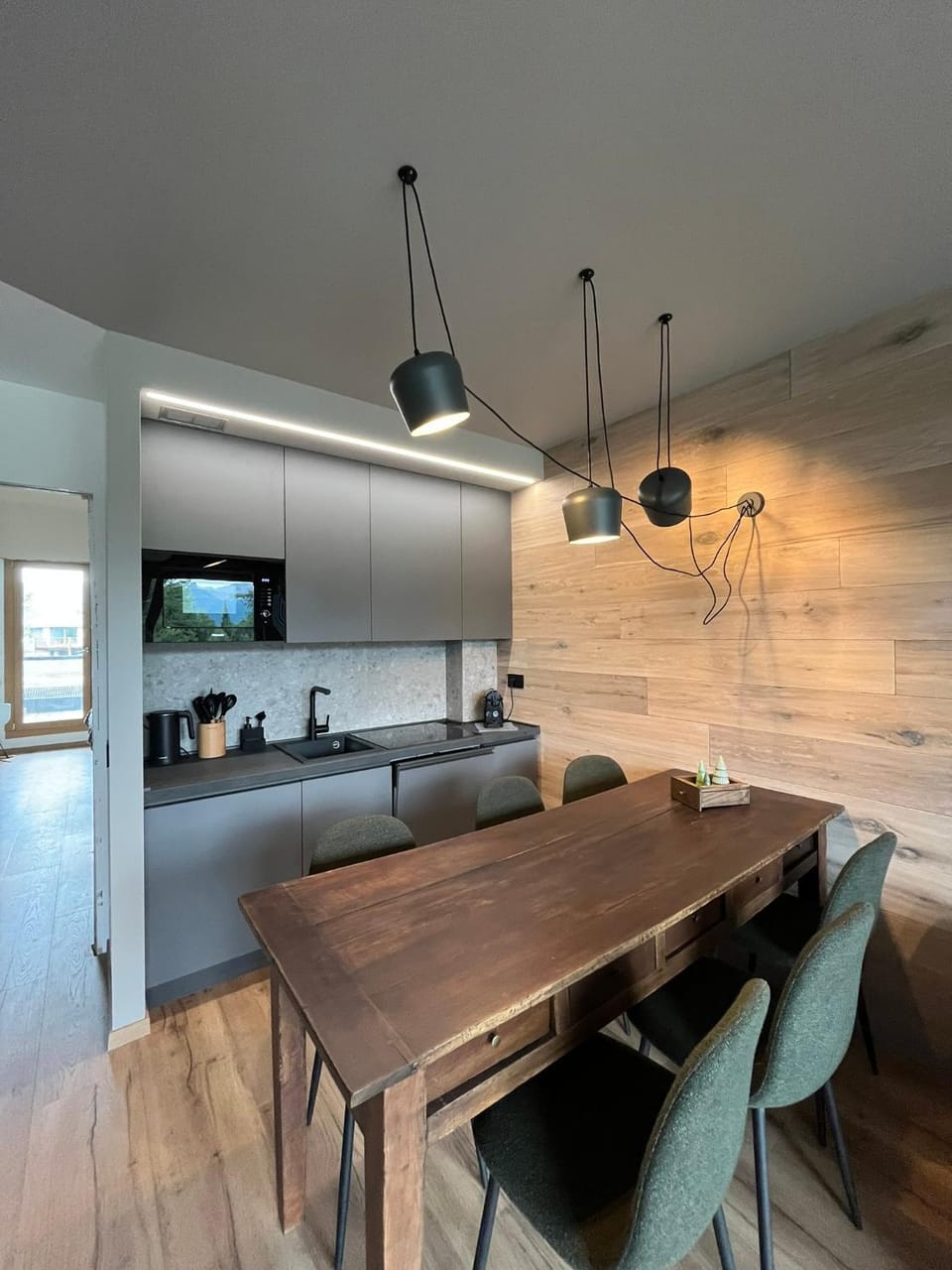 Kitchen or kitchenette, Living room, Dining area