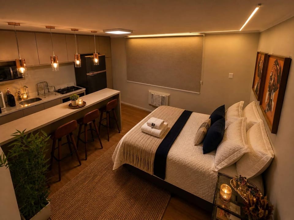 Bed, Living room, Photo of the whole room, Decorative detail, Bedroom, stove