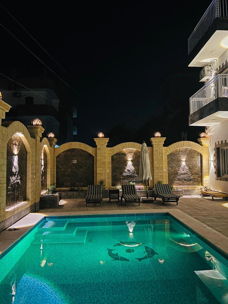 Night, Swimming pool, Swimming pool