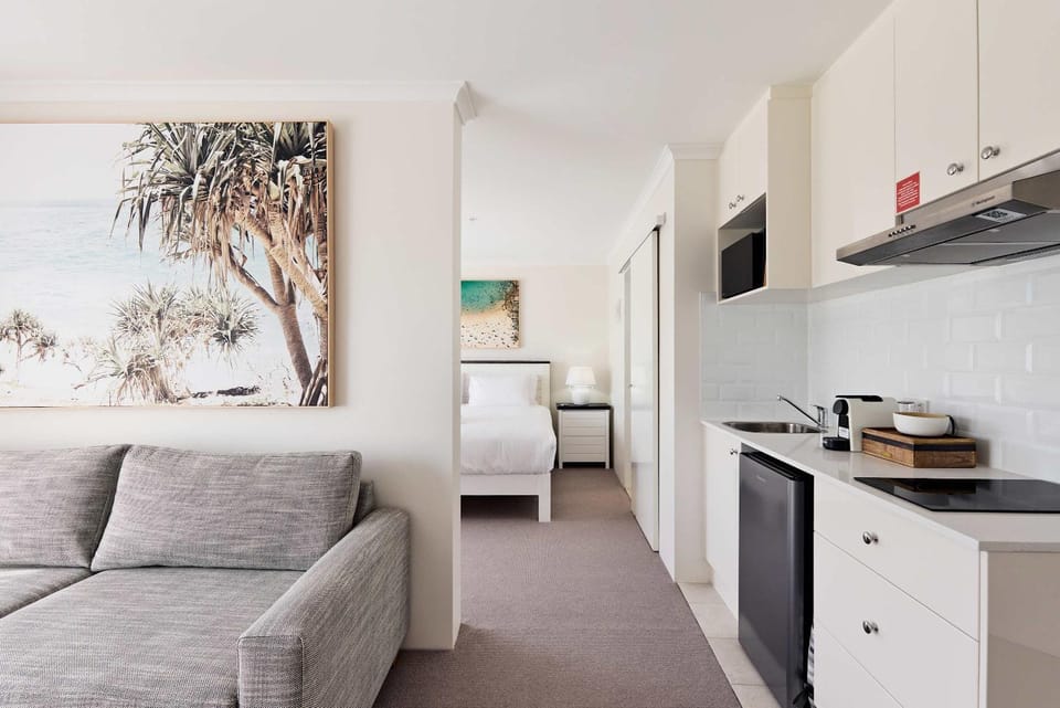 Kitchen or kitchenette, stove