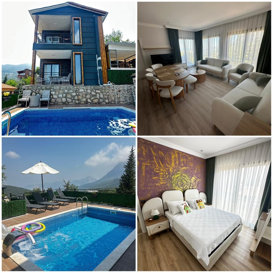 Property building, Patio, Bed, Natural landscape, Living room, Photo of the whole room, Seating area, Bedroom, Pool view, Swimming pool, sunbed
