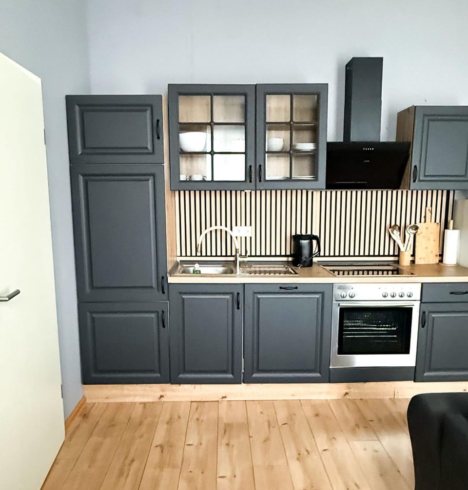 Kitchen or kitchenette, oven, stove