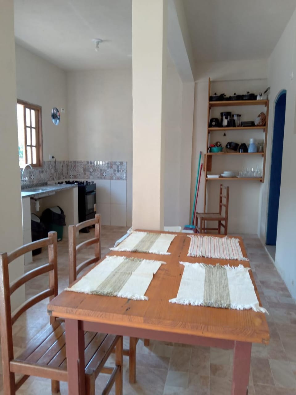 Dining area, microwave, stove, toaster