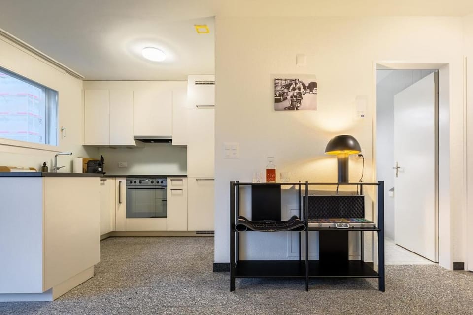 Kitchen or kitchenette, stove