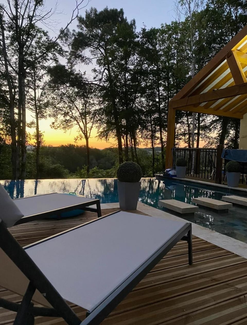 Patio, Sunset, sunbed