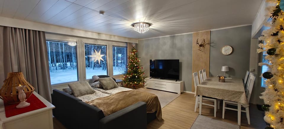 Bed, Living room, Dining area