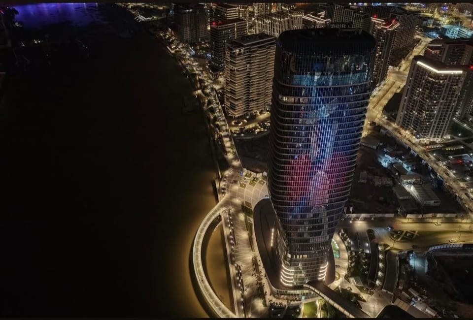 Property building, Night, Bird's eye view, City view